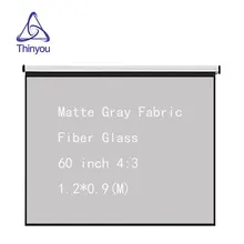 Thinyou 60 inch 4:3 Hand Projector Screen Matte Gray Fabric Fiber Glass 3D HD Manual Wall Mounted for LED DLP Projector