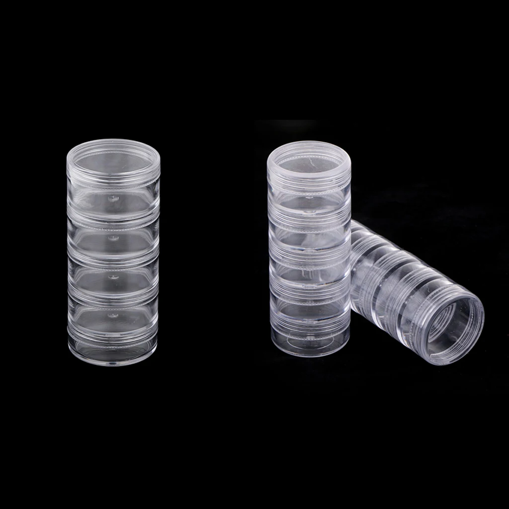 3Sets 5 Stackable Clear Jar Small Item Storage Box Screw Jar Nail Art Containers