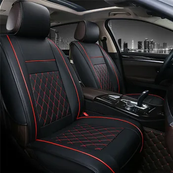 

Universal PU Leather Car Seat Cover Cushions Front Black with Red Stitching Seat Cover Leather Car Seat Cover Car cushion