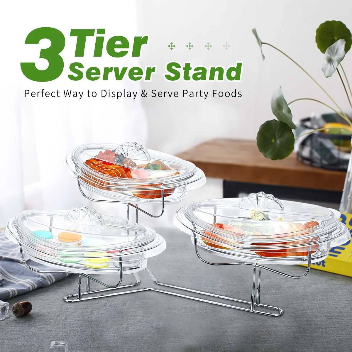 

3 Trays Stainless Steel Cake Stands Set Cupcake Display Case Box Rack Stand Dessert Holder Plate Container Home Party Cake Tools