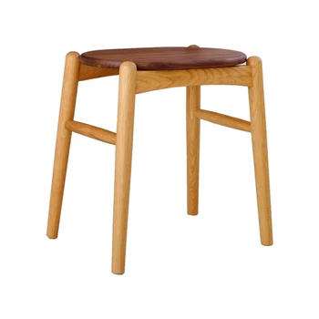 

Furniture solid wood nordic simple small round stool small apartment black walnut white oak wax oil stool dressing stool