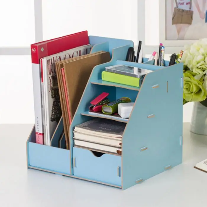 DIY деревянный лоток для документов книжная полка многофункциональный ящик тип коробка для хранения ручка карандаш файл держатель офисный стол Хранение коробка