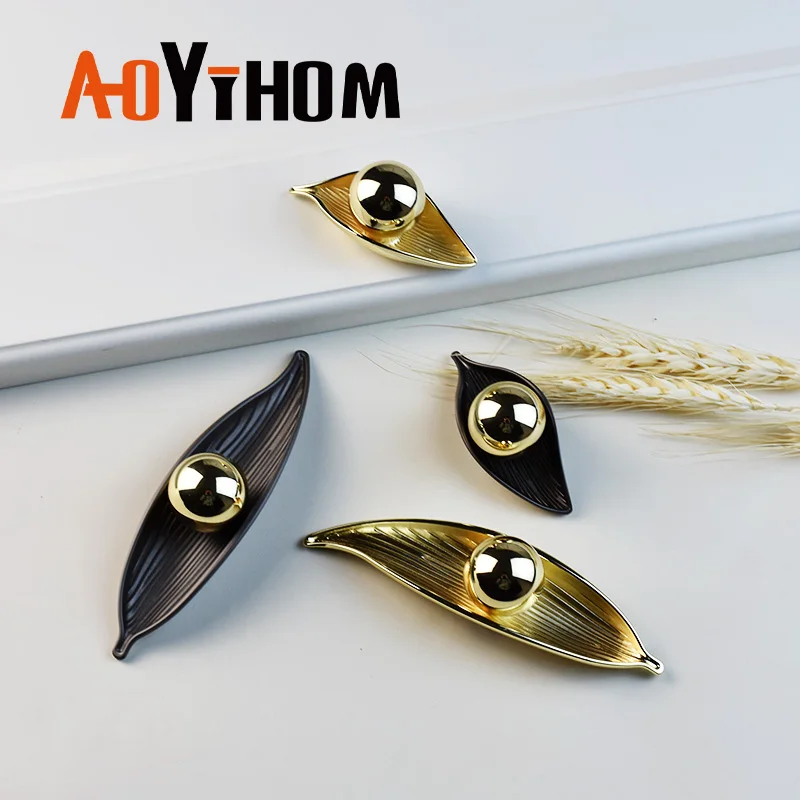 AOYIHOM винтажный латунный ящик в форме листа, шкаф, дверная ручка, Золотой кухонный шкаф, для хранения, ручка для мебели AOYIHOM винтажный латунный ящик в форме листа, шкаф, дверная ручка, Золотой кухонный шкаф, для хранения, ручка для мебели