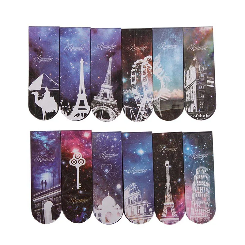 

6pcs/set Cute Star Tower Paper Bookmarks Creative Kawaii Magnetic Book Marks School Supplies Stationery Studen