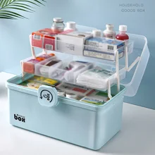 3 camadas dobrável caixa de armazenamento grande capacidade lockable sundries organizador caso kit primeiros socorros medicina armazenamento bin recipiente casa