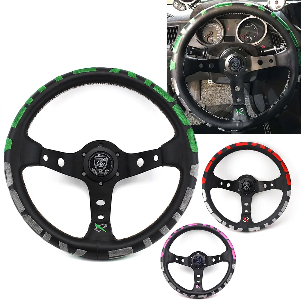 Universal Steering Wheel 330mm 13inch Deep Corn Drifting Racing Sport Genuine Leather Auto Accessories | Автомобили и мотоциклы