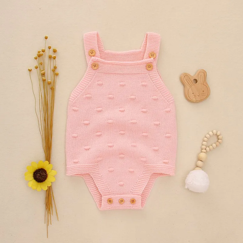 Summer Infant Baby Girls Sleeveless Rompers Kids Boys Solid Bodysuit Jumpsuit Newborn Clothes - Цвет: Розовый