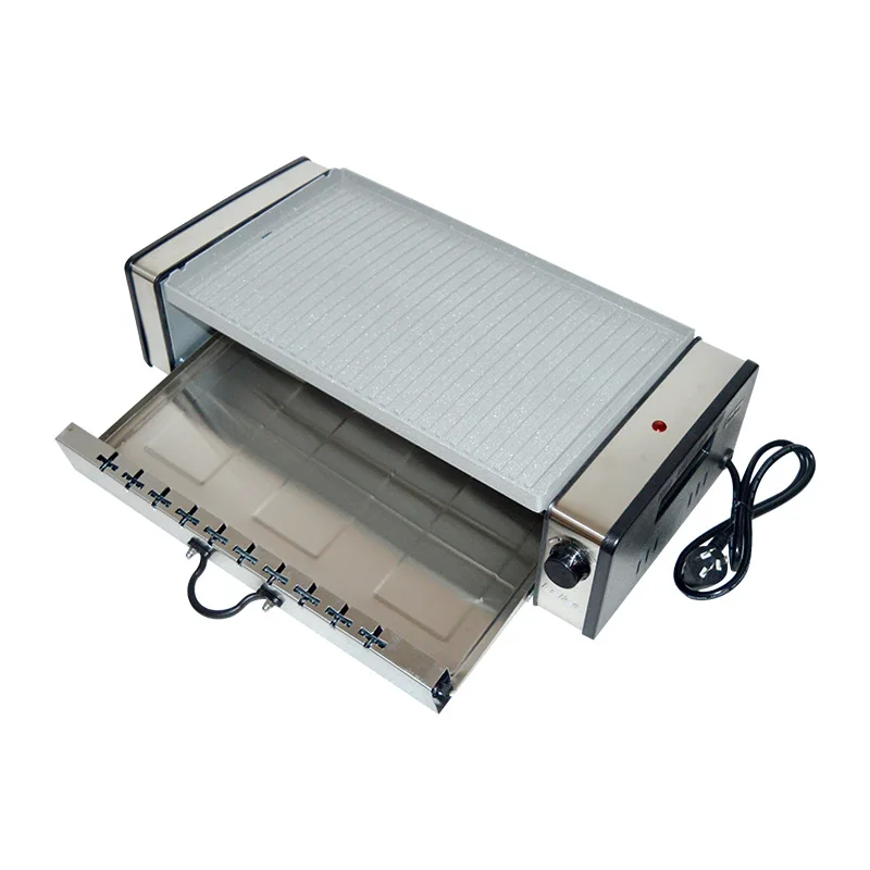 Electric Barbecue Grill Household Electric Grill Non-Stick Pan & Smoke-Free Double Baking Rotating Kebab Machine