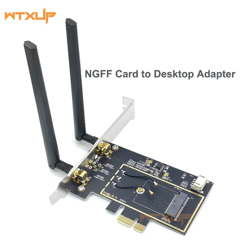 NGFF M2 беспроводная карта для PCI-E pcie Настольный преобразователь Bluetooth адаптер с 2 AC антенна для Intel AX200 9260AC 8265NGW