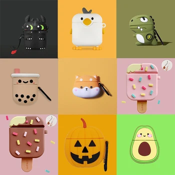 

Ice Cream 3D Earphone Case for AirPods Case Cover Silicone Dragon Unicorn Cartoon Headphone Cover Case for AirPods Charging Box