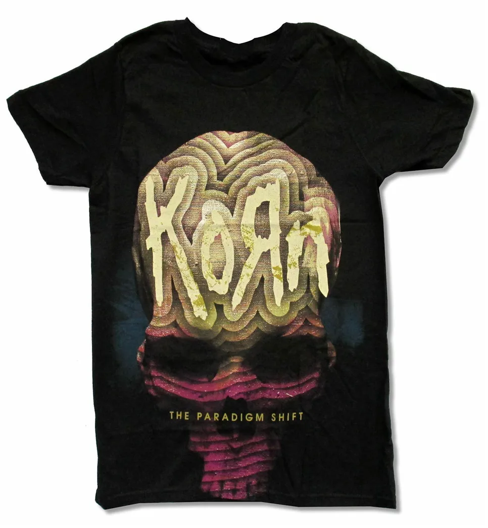 Korn парадигма сдвиг черная футболка Новая летняя с круглым вырезом для взрослых