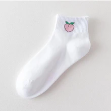 Новые летние/осенние/зимние носки-башмачки хлопковые носки до щиколотки белые короткие милые простые носки с фруктовым узором