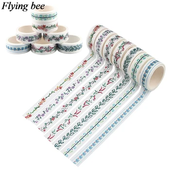 

Flyingbee 15mmX5m Flowers line Washi Tape Decorative Adhesive Tapes for DIY Crafts, Scrapbook, Journal, Planner, Gift X1061