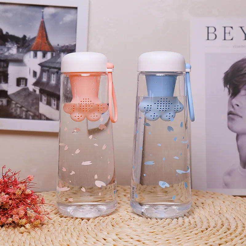 

New Water Bottle Plastic Sport Creative Cartoon Cat Claw Cute Portable Personality Fresh Milk Juice Cup Tea Partition Drinkware