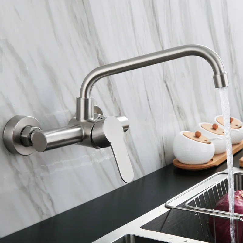 

304 Stainless Steel Wall-in Kitchen Faucet Mop Pool Washing Basin Balcony Laundry Tub Rotating Hot And Cold Faucet