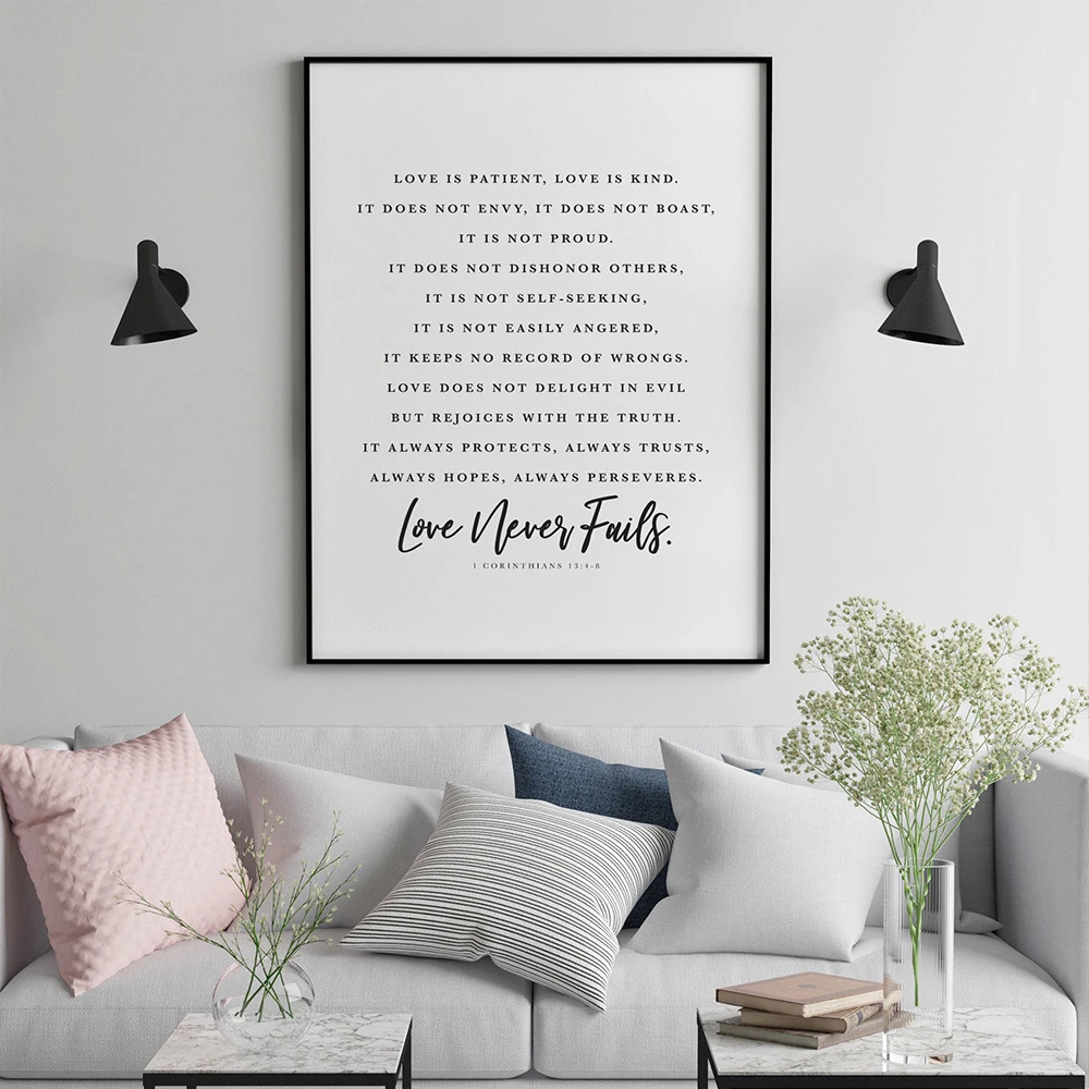 Love is Patient Wedding gift Print Poster Bible Verse Quote Wall Art