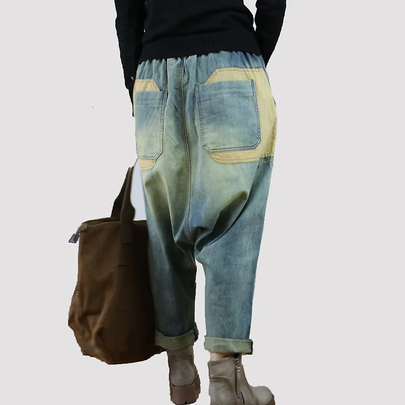 LANMREM, новинка, свободные джинсовые штаны со средней талией, с потертым карманом, женские джинсы, большие размеры, WJ86205