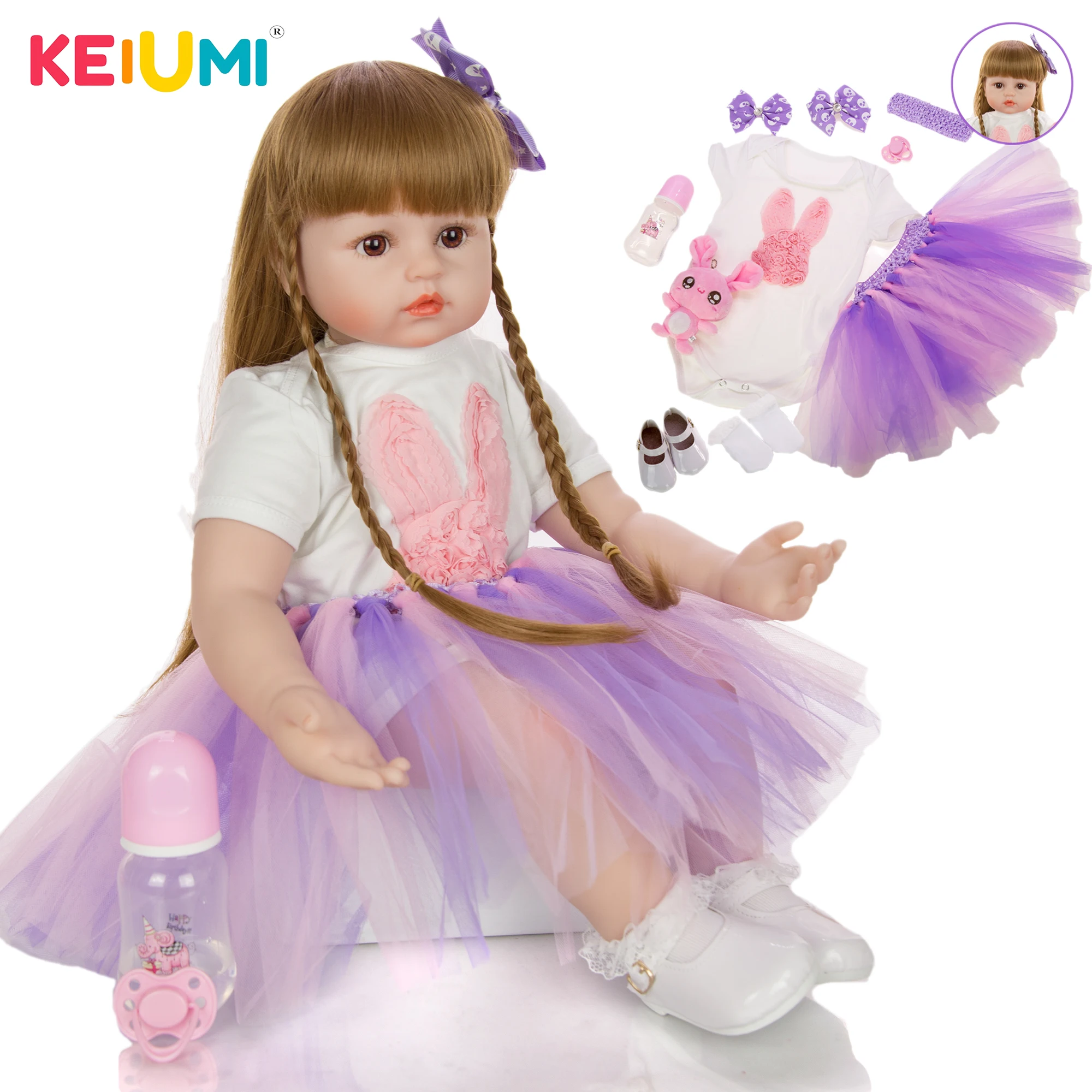 

KEIUMI 24 Inch Princess Doll 60 cm Silicone Soft Cotton Body Realistic Reborn Babies Dolls For Kids Children's Day Xmas Present