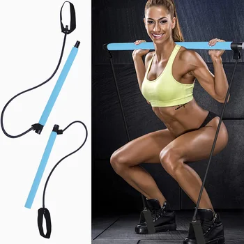 

Lightweight Pilates Bar Stick Resistance Band Multifunctional Non-slip Handle Yoga Stick for Home Fitness Workout Blue