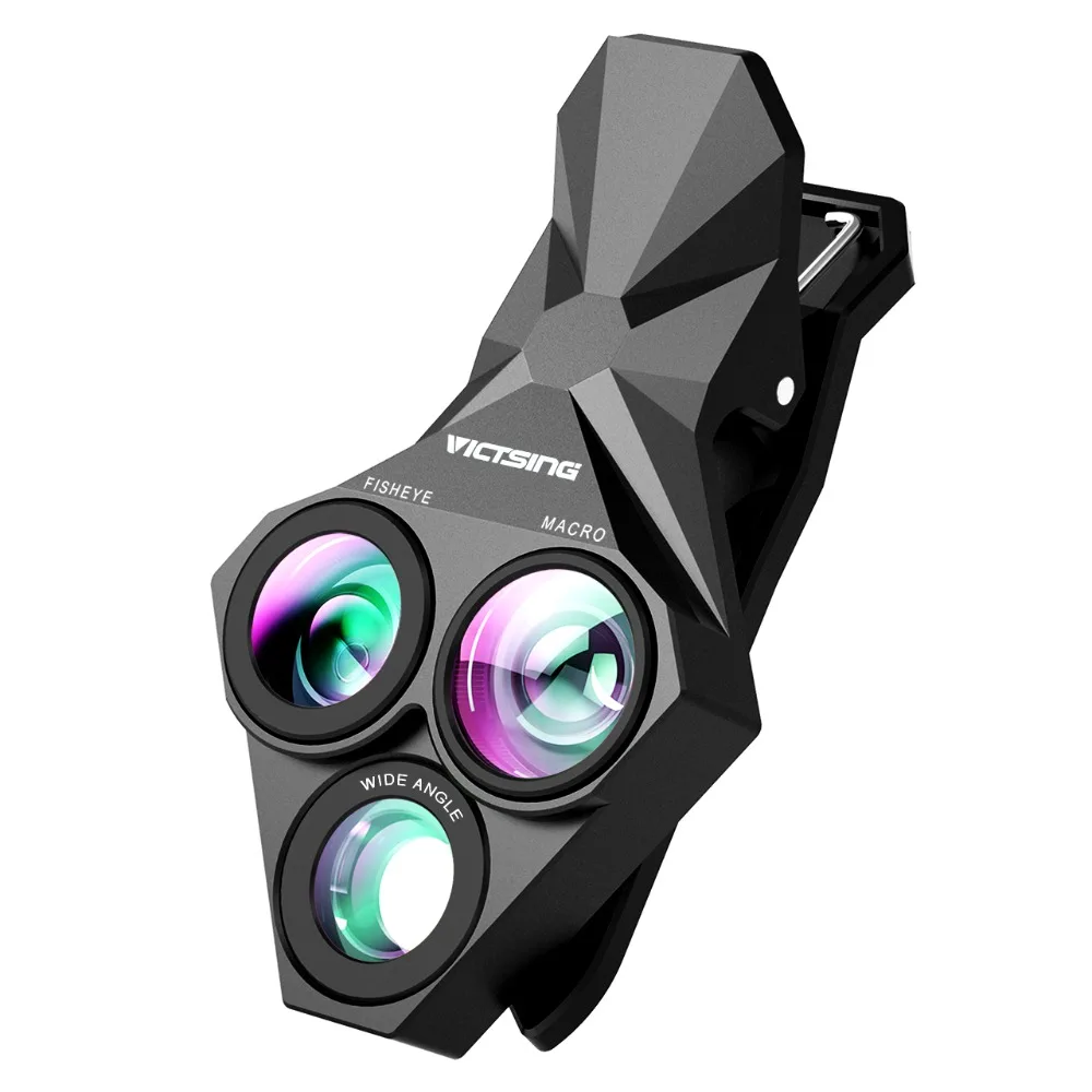 VicTsing 3 in 1 Clip-On Fisheye Lens+0.65x Wide Angle Lens+20x Super Macro Lens HD Professional Universal Durable Phone Lens Kit (7)