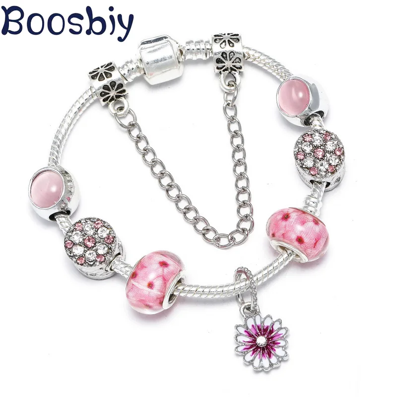 Boosbiy 2020 новые модные высококачественные посеребренные розовые амулеты Diasy с