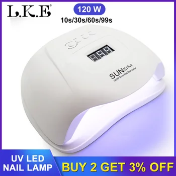 

LKE 120W LED Nail Lamp UV Lamp For Manicure 36 Pcs Light Bead Quick Curing UV Gel Nail Polish With Motion Sensing LCD Display