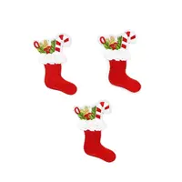 Buy 10 Pcs Iron-On Xmas Socking Gift Patches: Cartoon Stickers for Apparel, Suits, Jeans, Hats - Christmas Decors, Handmade Fabric Appliques Online - Image 2