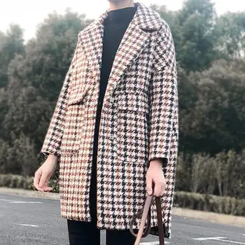 

Cashmere Woolen Women Coat Winter Vintage Warm Plaid Long Wool Coat Manteau Femme Abrigos Mujer Plaszcze Damskie Cappotto Donna