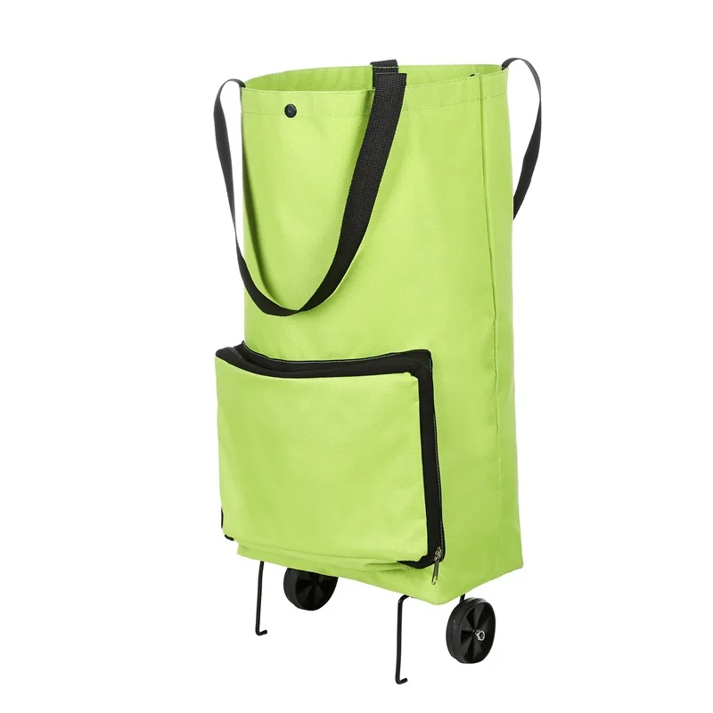 Foldable Multifunction Shopping Trolley Bag with Wheels Wheels Reusable Reusable Green Storage Bag Water Proof