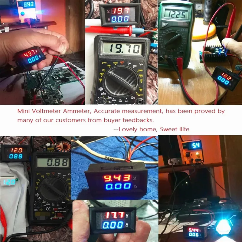 Новый Дисплей Авто Цифровой Вольтметр Амперметр постоянного тока 100V 10A Панель Amp