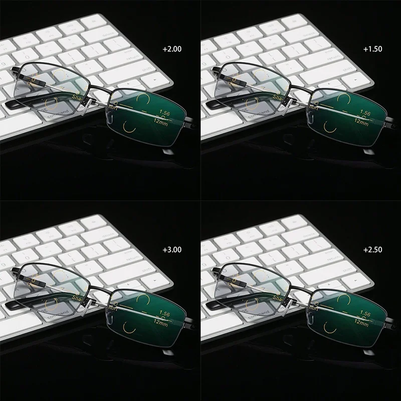 Progressive multi focus reading glasses for men women anti blue light eyeglasses alloy anti-radiation presbyopic glasses