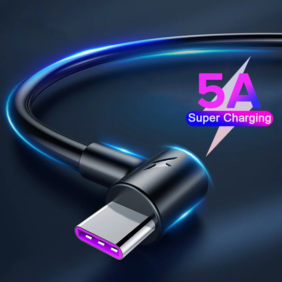

90 Degree Type C USB Cable 3m Super Fast Charge For Samsung Note 10 S10 S9 S8 Huawei P30 P20 Fast Charging Cabo Usb Tipo C Typec