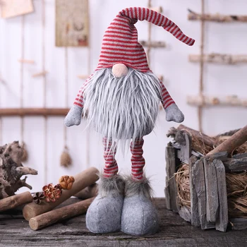 

Christmas Ornaments Faceless Doll Swedish Gnome Plush Doll Favor Party Decoration for Home New Year Gift Gray