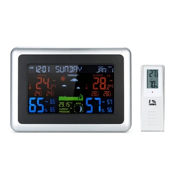 

Wireless Weather Station LCD Weather Forecast Indoor Outdoor Thermometer Hygrometer with Backlight Alarm Clock Calendar US Plug
