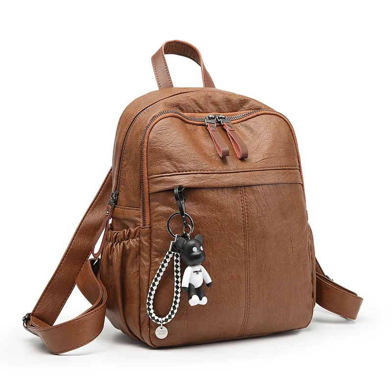 

Sheepskin Backpack Women's New Style Korean-style Versatile ruan pi bao Bag Simple Trend Large Capacity Travel Leather Backpack