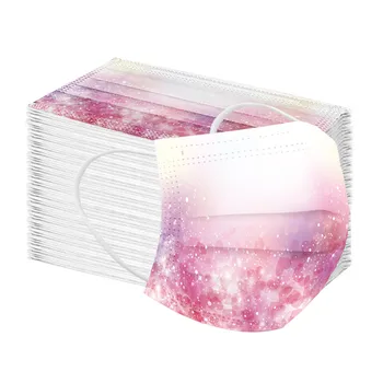 

100pc Mouth Mask Valentine's Day Adult Printing Disposable Breathable Mask Meltblown Nonwove Three-layer Filter Mask Masque