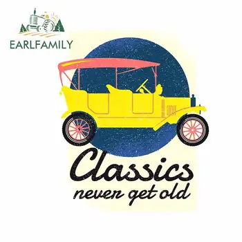 

EARLFAMILY 13cm x 10.7cm for Classics Never Get Old Vehicle Surfboard Car Sticker Bumper Cartoon Motorcycle Scratch-Proof Decal