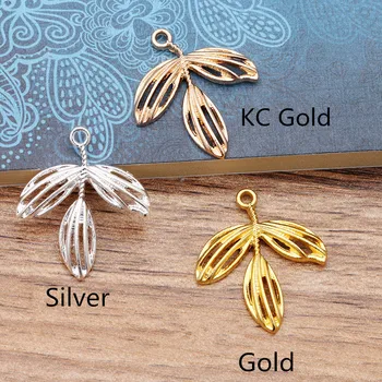 

50PCS 24*27.5mm Metal Alloy Leaves Pendant Gold/KC Gold/Silver Color Leaf Pendant Charm DIY Jewelry Findings