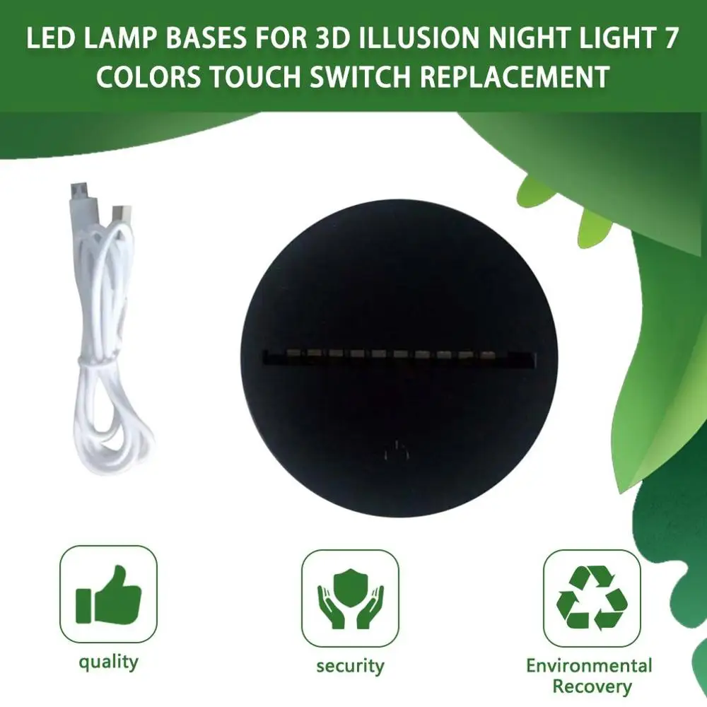 

2020 LED Lamp Bases for 3D Illusion Night Light 7 Colors Touch Switch Replacement Base for 3D Table Desk Lamps