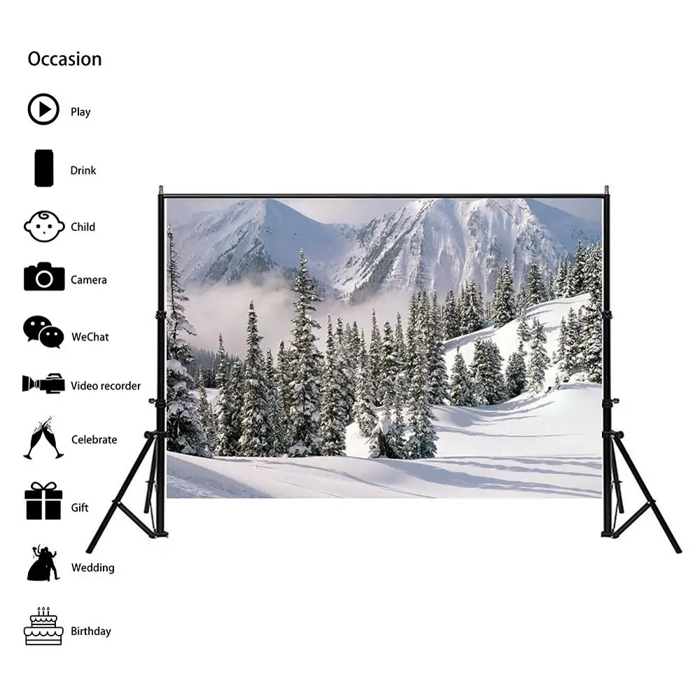 

Minimoto Winter Outdoor Snow Scene Theme Photography Background Vinyl Non-woven Photo Studio Backdrop Props For Camera Video