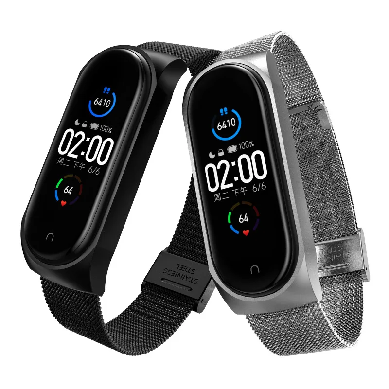 Ремешок металлический для Xiaomi Mi Band 3 4 5 браслет из нержавеющей стали без винтов