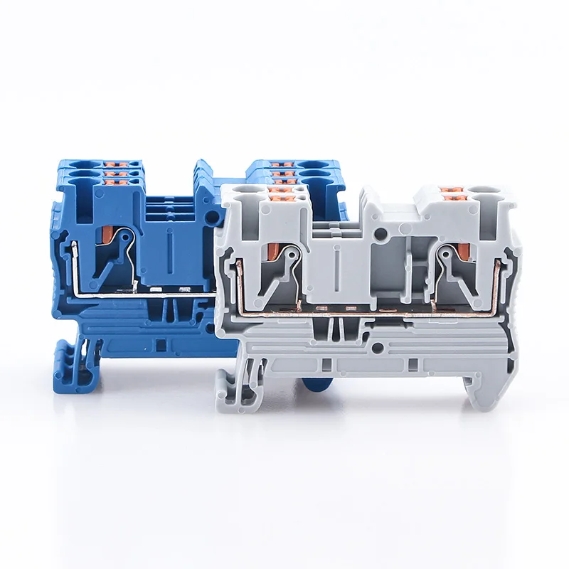 10pcs Din Rail Terminal Block PT-2.5 Push In Terminal Connector Spring Screwless Electrical Wire Conductor Terminal Block PT2.5