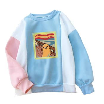 

Gudetama Scream Parody Oil Painting Print Hoodies Women Harajuku Kawaii Cartoon Lazy Egg Yolk Streetwear Hit Color Sweatshirts