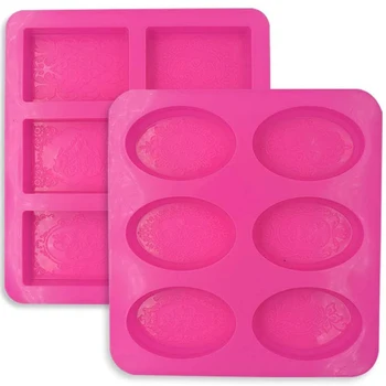 

2Pcs Silicone Soap Molds, Rectangle & Oval Silicone Molds for Soap Making, Nonstick Cake Baking Molds