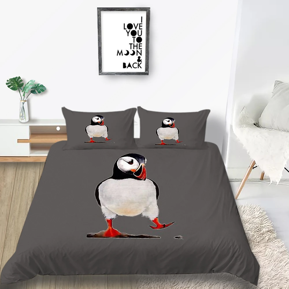 Thumbedding Penguin Bedding Set Cartoon Cute Simple Duvet Cover Grey King Queen Twin Full Single Double Unique Design Bed Set Bedding Sets Aliexpress