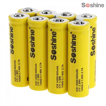 

Soshine 8pcs 3.7V ICR 14500 900mAh Li-ion Battery with Safety Relief Valve+2pcs Portable Battery Box for Flashlights/Headlamps