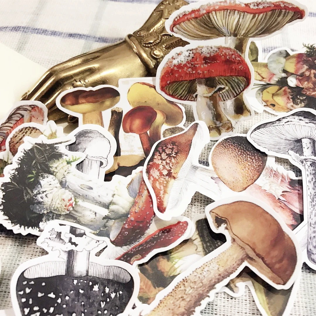 

16Pcs/Set Vintage Mushroom Sticker DIY Craft Scrapbooking Album Junk Journal Planner Decorative Stickers