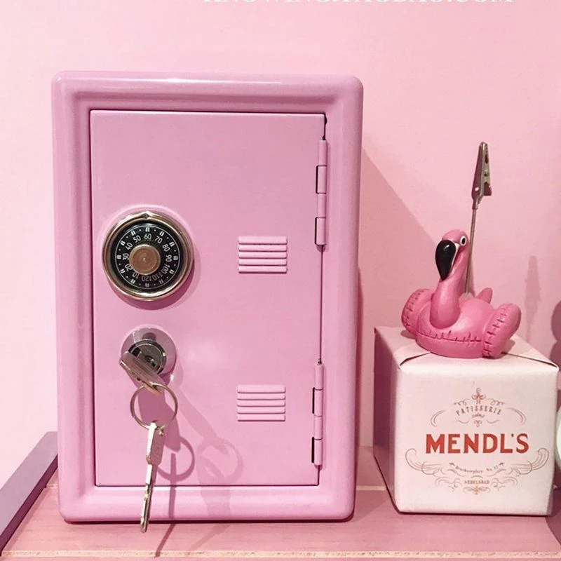 W G Ins Safe Box Organizer Iron Pink Desk Decorative Box Piggy Bank Metal Mini Cabinet Money Storage Box Kawaii Storage Box Aliexpress