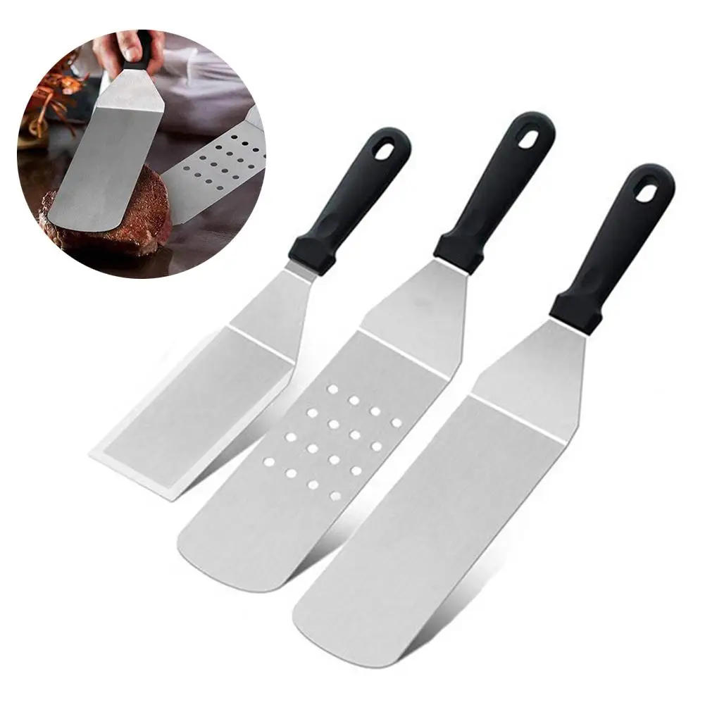 Stainless Steel Steak Fried Shovel Leaky Spatula Pizza Peel Spade Kitchen Tool BBQ Gadget