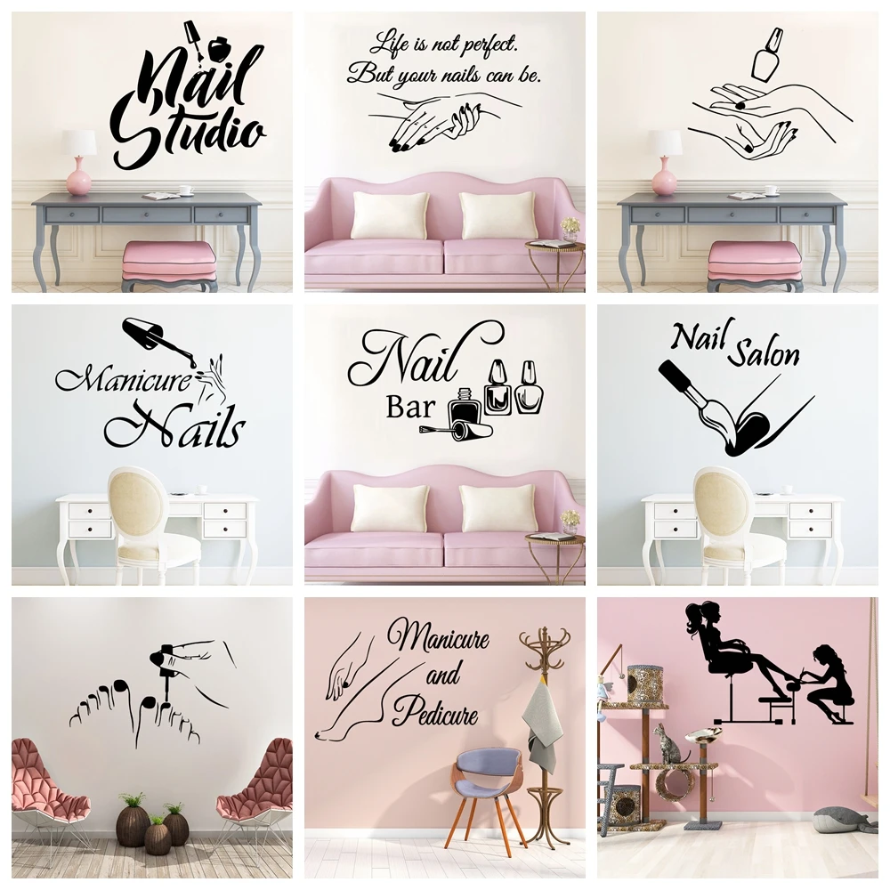 Wall-Stickers Room-Decoration Nail Salon Art Vinyl Creative for Mural Poster